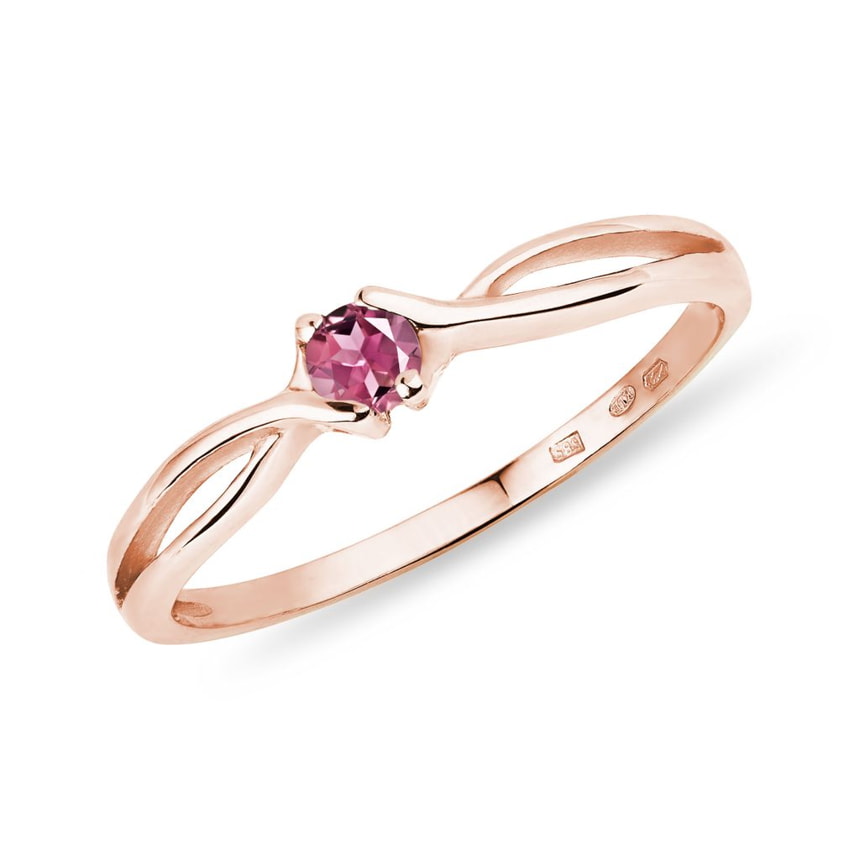 Nhẫn đá tourmaline hồng cho nữ
