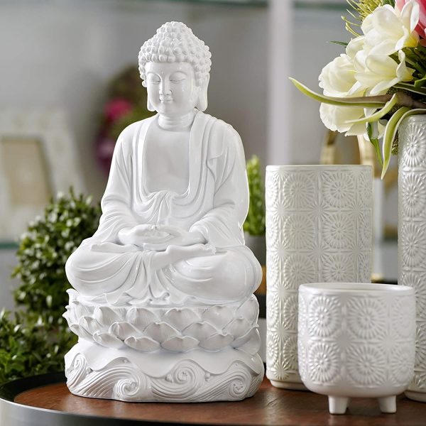 Tượng Phật ngồi màu trắng bóng